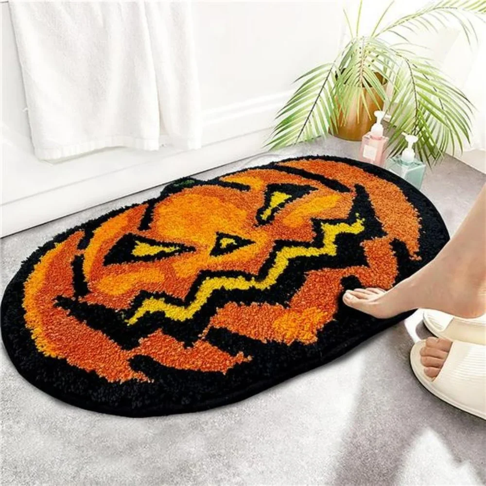 Halloween Bathroom Rugs, Halloween Pumpkin Bath Mats Non-Slip 16x24 Inches